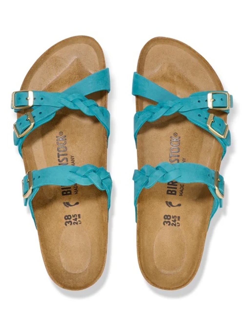 Birkenstock Franca Braided Oiled Leather Biscay Bay Sandals 39/8-8.5 regular
